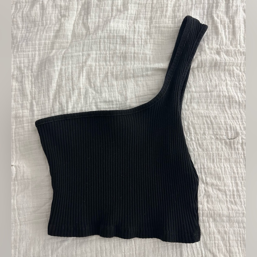 Black one shoulder top
